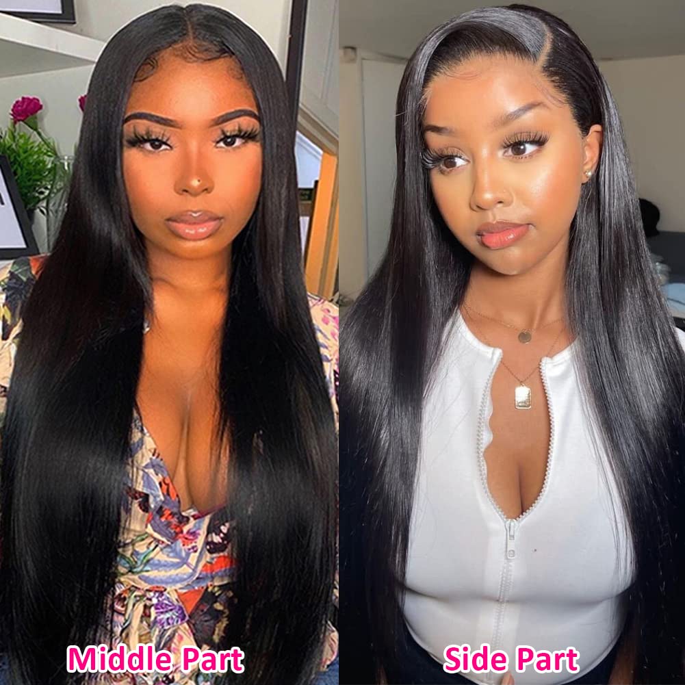Subella HD Lace Front Wigs Human Hair Pre Plucked Straight 220% Density 13x5 HD Lace Frontal Wig With Baby Hair 12A Transparent Human Lace Wigs For Black Women (26inch)