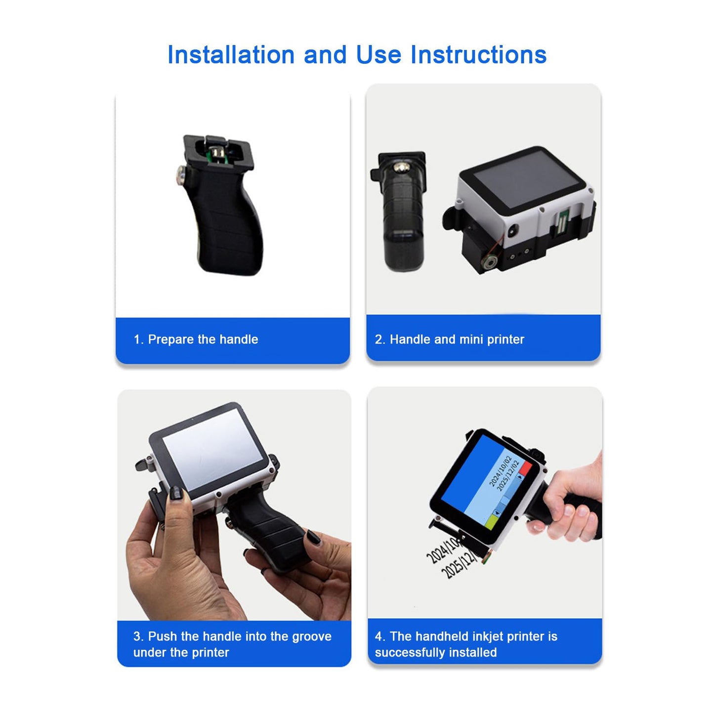 Walfront Handheld Inkjet Printer Touch Screen Portable Inkjet Printing Machine for Printing Text, Numbers, Symbols, 2D Codes, Barcodes, Images, Time, Date, Labels