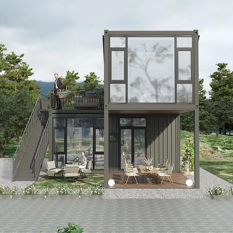 Double Story Prefab House, Expandable Container Tiny House, Luxury Prefab Two-Layer Home, with Bedroom & Bathroom & Kitchen 20 30 40 FT