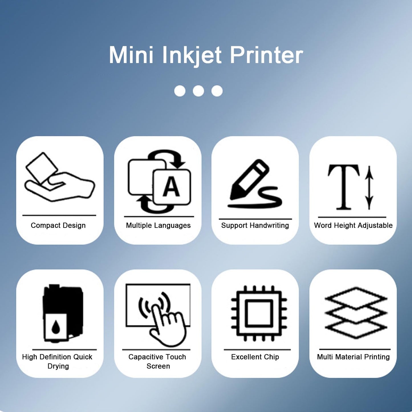 Walfront Handheld Inkjet Printer Touch Screen Portable Inkjet Printing Machine for Printing Text, Numbers, Symbols, 2D Codes, Barcodes, Images, Time, Date, Labels