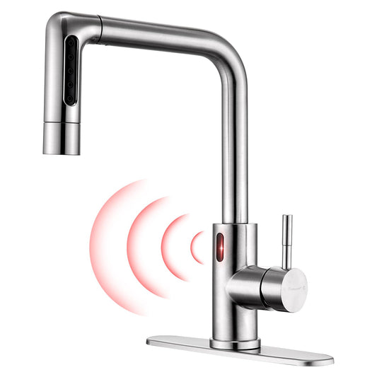 Charmingwater Touchless Kitchen Faucet with 5 Modes Pull Down Sprayer, Single Handle Stainless Steel Motion Sensor Faucet for Kitchen Sink, Brushed Nickel