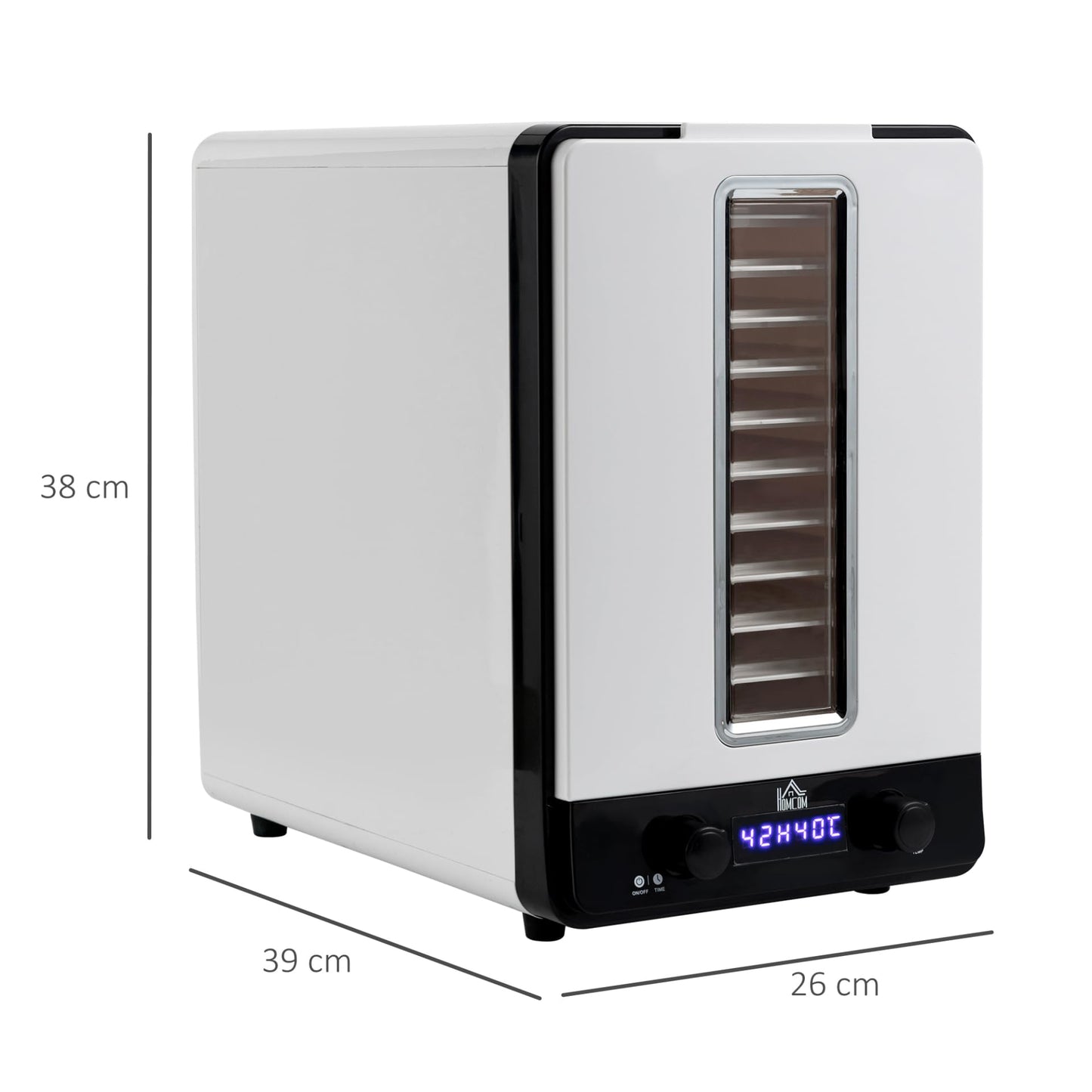 HOMCOM 11 Tier Food Dehydrator, 550W Food Dryer Machine with 40-70℃ Adjustable Temperature, 1-48h Timer and LCD Display for Drying Fruit, Meat, Vegetable, Jerky and Pet Treat, White