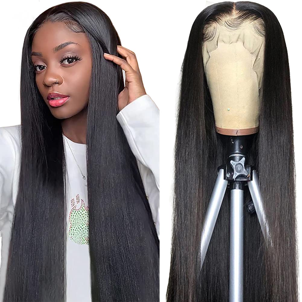 Subella HD Lace Front Wigs Human Hair Pre Plucked Straight 220% Density 13x5 HD Lace Frontal Wig With Baby Hair 12A Transparent Human Lace Wigs For Black Women (26inch)