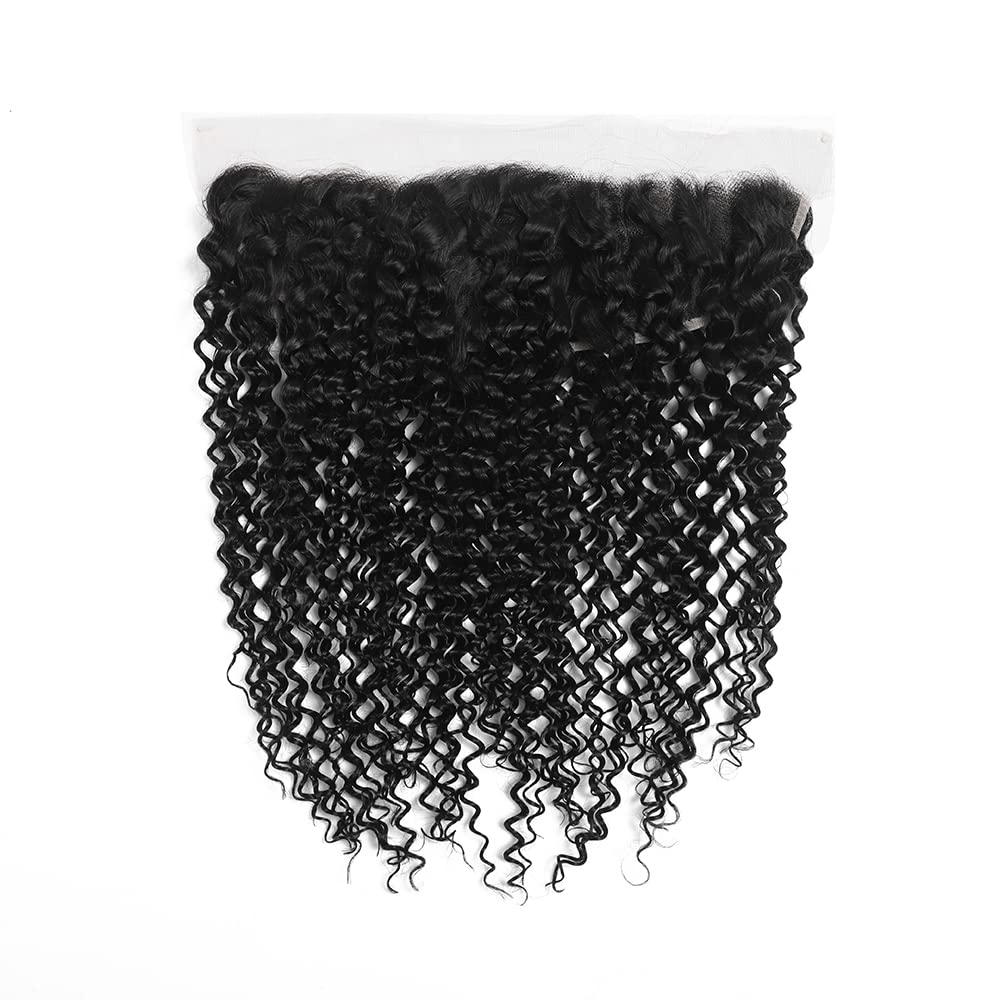 kinky Straight Frontal Closure 13x4 Ear To Ear HD Lace Frontal Closure 16 Inch 12A Brazilian kinky Straight Frontal Human Hair Transparent Frontal Closure 150% Density Natural Hairline Pre Plucked