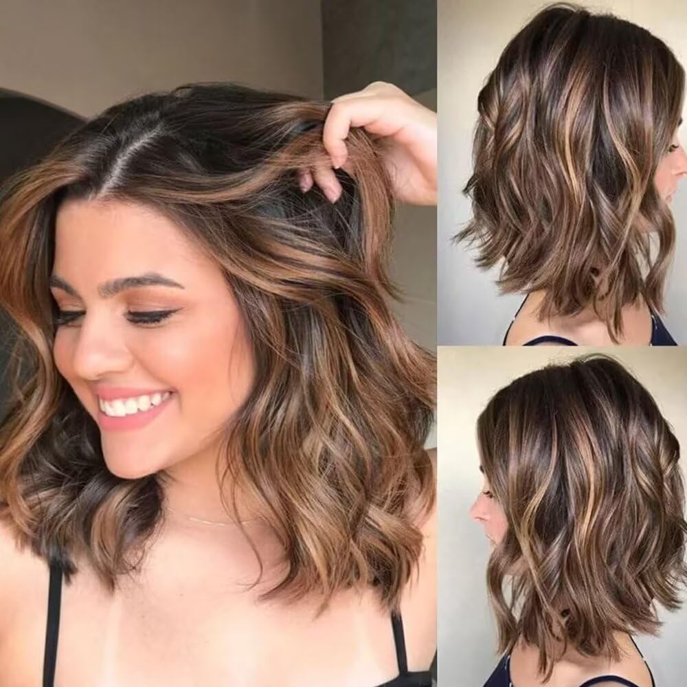 Body Wave Short Bob Human Hair Wig 13x6 HD Transparent Lace Front Human Hair Wig Brazilian Hair Natural Color 150% Density Short Wigs Ocean Wave Pre Plucked With Baby Hair For Women 8Inch