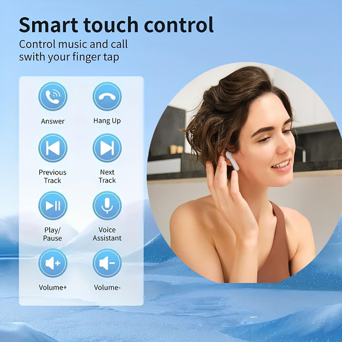 WEKNA Wireless Earbuds,Bluetooth 5.4 Headphones In Ear with Noise Cancelling Mic, 3D HiFi Stereo Headphones, 48H Playtime, IP8 Waterproof Wireless Earphones for iphone/Android/IOS, Bluetooth Earbuds