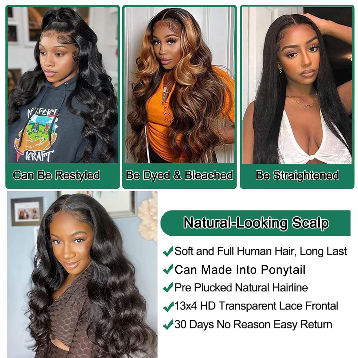 Douyin Bob Wig Human Hair 13x4 Frontal Lace Wig 14 Inch Body Wave 180% Density HD Lace Front Wigs Human Hair Pre Plucked Bob Wigs for Women Human Hair Wigs (14 inch, Natural Black)