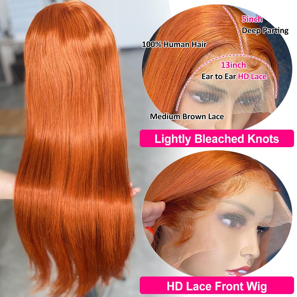 Subella HD Lace Front Wigs Human Hair Pre Plucked Straight 220% Density 13x5 HD Lace Frontal Wig With Baby Hair 12A Transparent Human Lace Wigs For Black Women (26inch)