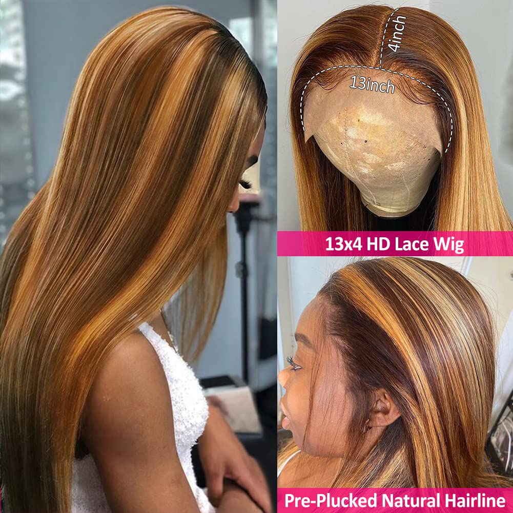 Subella HD Lace Front Wigs Human Hair Pre Plucked Straight 220% Density 13x5 HD Lace Frontal Wig With Baby Hair 12A Transparent Human Lace Wigs For Black Women (26inch)