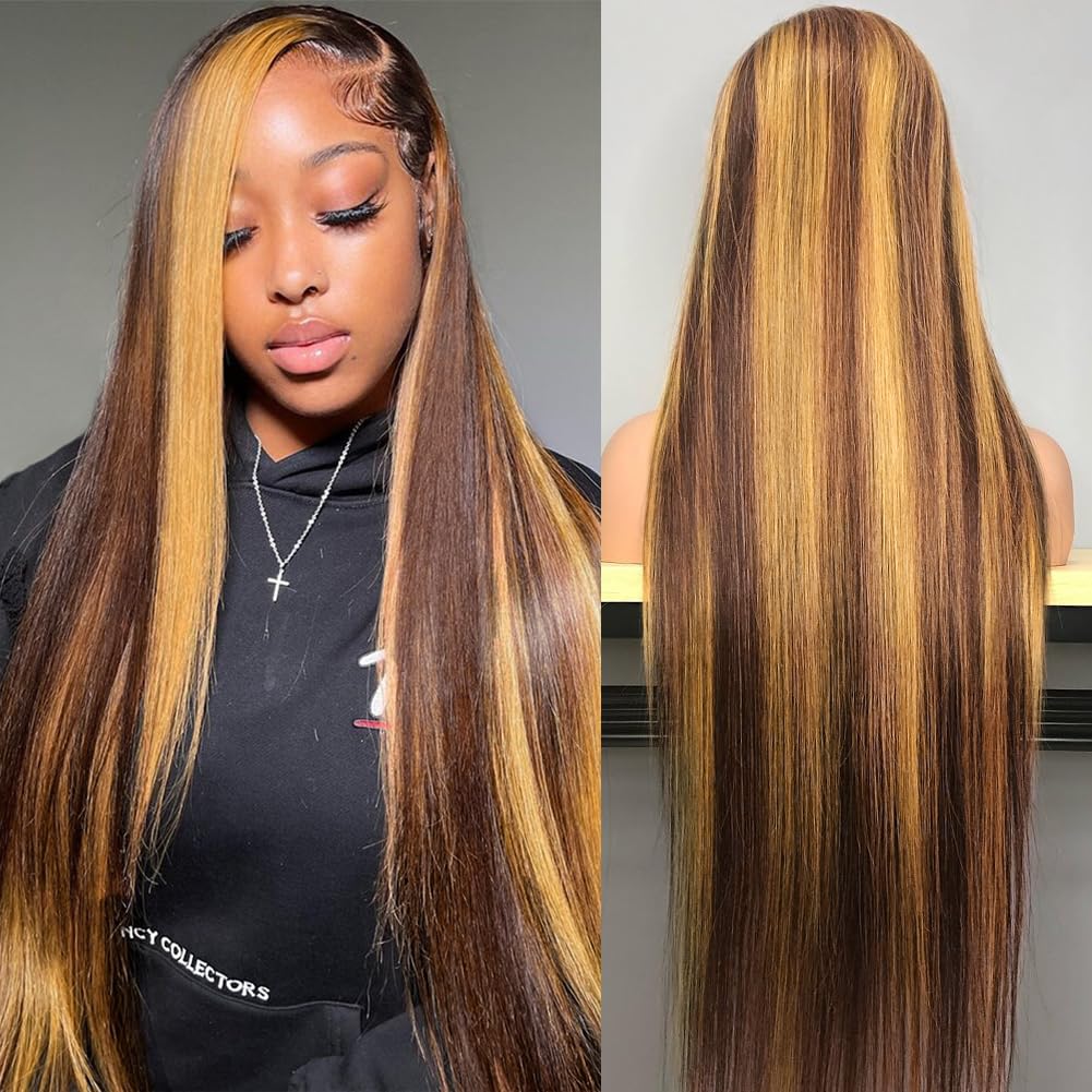 Subella HD Lace Front Wigs Human Hair Pre Plucked Straight 220% Density 13x5 HD Lace Frontal Wig With Baby Hair 12A Transparent Human Lace Wigs For Black Women (26inch)