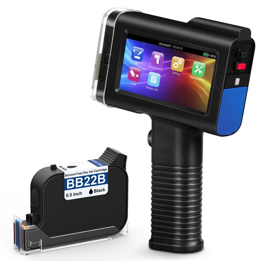 BENTSAI BT-HH6105B2 Handheld Inkjet Printer with 1/2 Inch Print Height Portable Handheld Printer for EXP Date, Batch Number, QR Code, Barcode, Logo on Carton Wood Fabric Plastic Metal