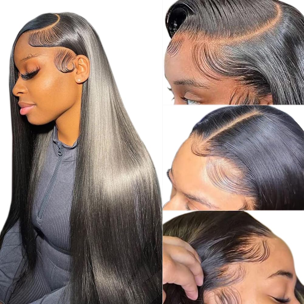 Subella HD Lace Front Wigs Human Hair Pre Plucked Straight 220% Density 13x5 HD Lace Frontal Wig With Baby Hair 12A Transparent Human Lace Wigs For Black Women (26inch)