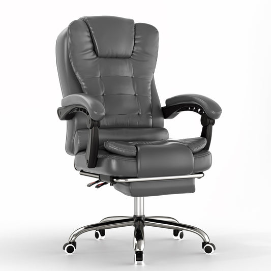 Blisswood Office Chair, Computer Desk Chairs with Lumbar Support, Ergonomic Office Chair with Footrest, Adjustable Height, 135° Recline Tilt Function 360° Swivel for Home Office Working (Grey)