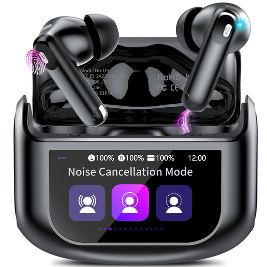 Thunelec Wireless Earbuds, 48H Smart Touch Screen Ear Buds Bluetooth 5.4 Headphones, ANC/ENC Noise Cancelling Mic Bluetooth Earbuds, 5 EQ Modes, HiFi Stereo, IPX7 Waterproof Wireless Earphones Black