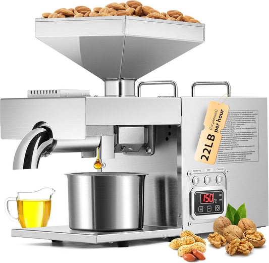 CGOLDENWALL 3000W Commercial Oil Press Machine Oil Extractor Expeller with Intelligent Temperature Controller/Industrial Motor/All Stainless Steel (3000W)