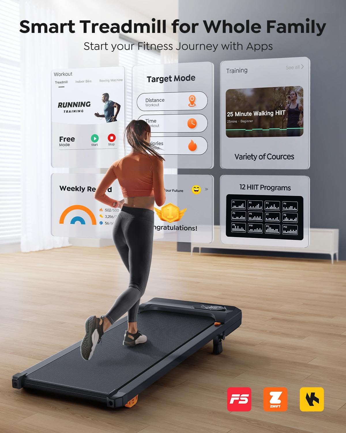 Walking Pad Treadmill with 10% Incline, 2.5HP Quiet Motor, Under Desk Treadmills for Home, Compact Portable Treadmills with Dual Shock Absorption, Incline Walking Pad with LED Display, 130KG Capacity