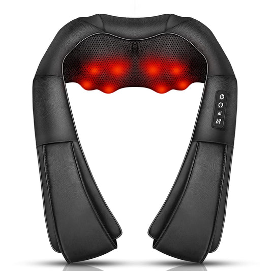 Neck Massager, Deep Tissue 3D Kneading, by iKristin, Portable, with Heat, Shiatsu Massager for Neck, Back, Shoulder, Foot and Leg, at Home and Car, Suitable for Women and Men (Black)
