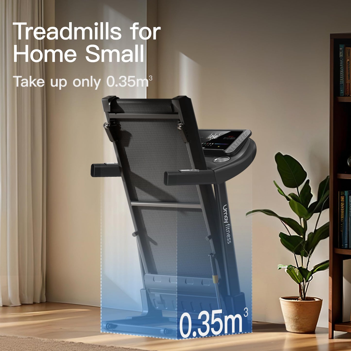 UMAY Folding Treadmill with Incline, 3.0 HP Treadmills for Home 14 km/h Incline Treadmill Running Machine with LED Display, Remote Control