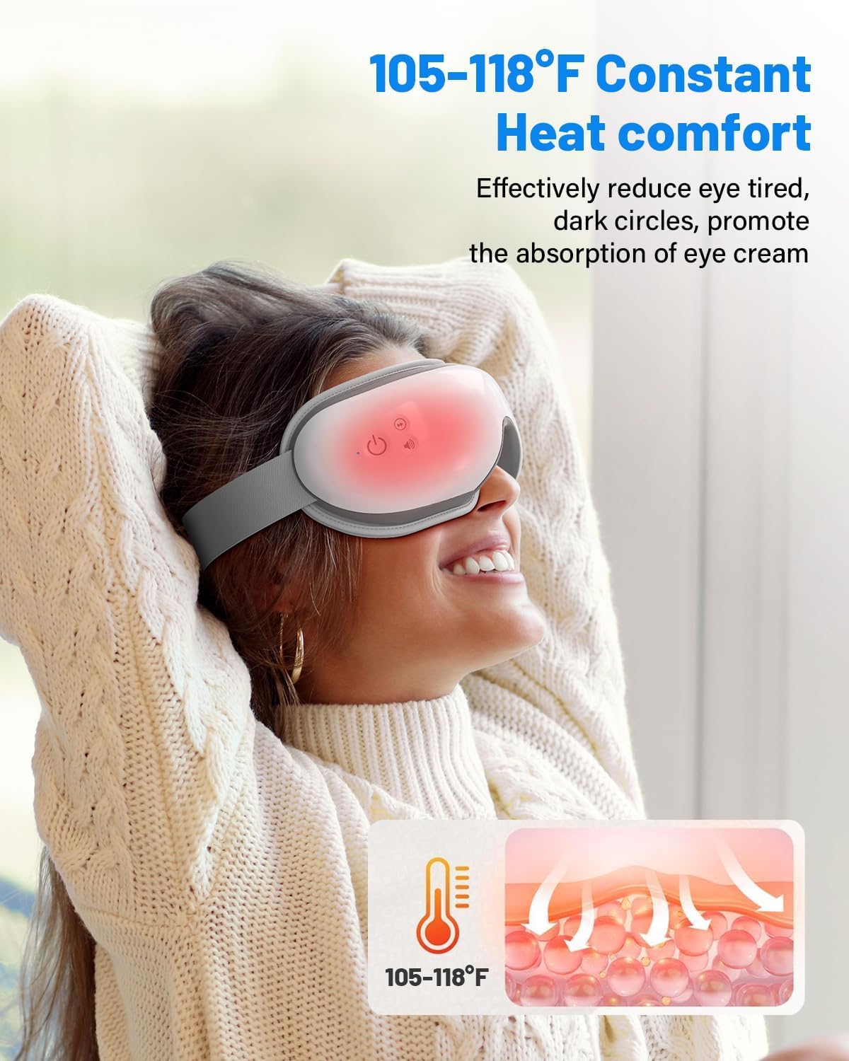 Eye Massager with Heat, Gifts for Men, Heated Eye Mask with Bluetooth Music, Relax & Reduce Strain Dark Circles and Improve Sleep, Gift for Mom Dad Women Men