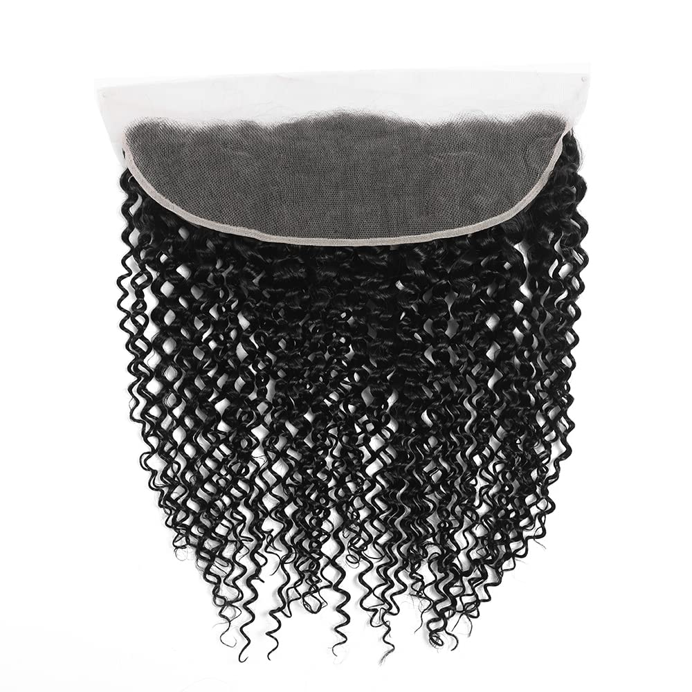 kinky Straight Frontal Closure 13x4 Ear To Ear HD Lace Frontal Closure 16 Inch 12A Brazilian kinky Straight Frontal Human Hair Transparent Frontal Closure 150% Density Natural Hairline Pre Plucked