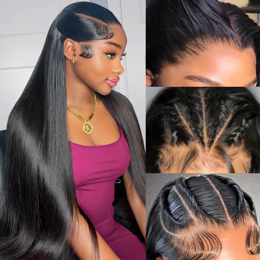 Subella HD Lace Front Wigs Human Hair Pre Plucked Straight 220% Density 13x5 HD Lace Frontal Wig With Baby Hair 12A Transparent Human Lace Wigs For Black Women (26inch)