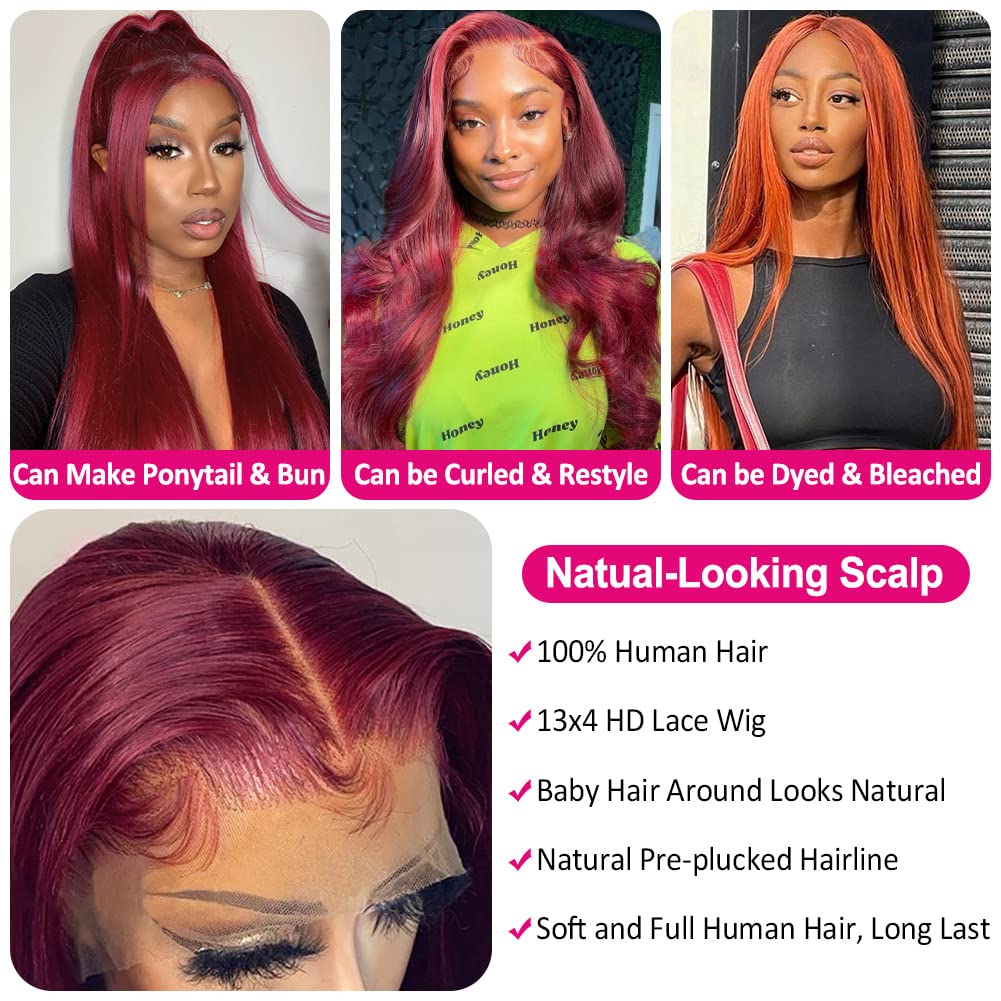 Subella HD Lace Front Wigs Human Hair Pre Plucked Straight 220% Density 13x5 HD Lace Frontal Wig With Baby Hair 12A Transparent Human Lace Wigs For Black Women (26inch)