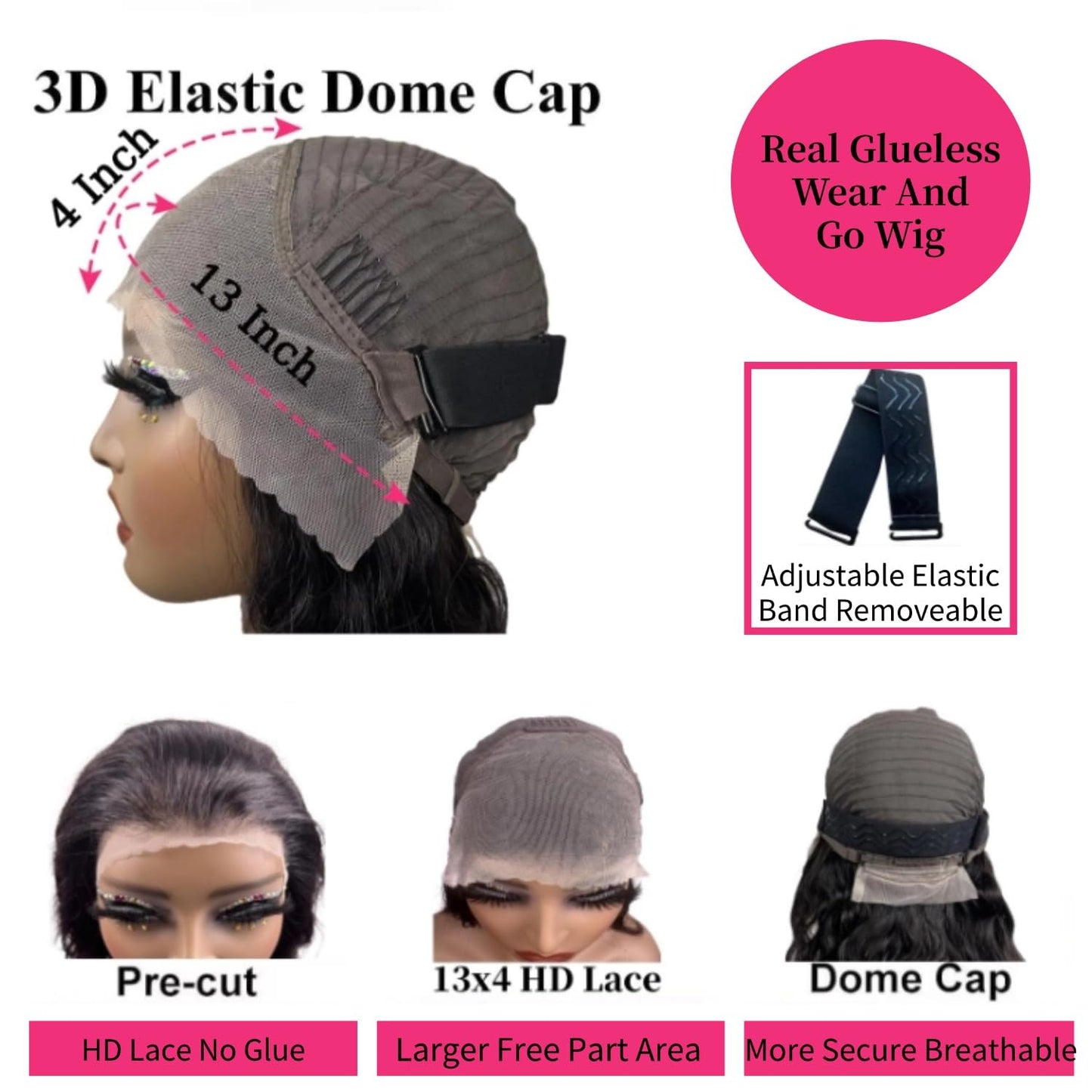 Wear and Go Glueless Wigs Human Hair Pre Plucked Pre Cut 13x4 Bob Wig Human Hair Upgraded No Glue Body Wave HD Lace Front Wigs Human Hair Short Bob Wigs Human Hair for Black Women 12Inch