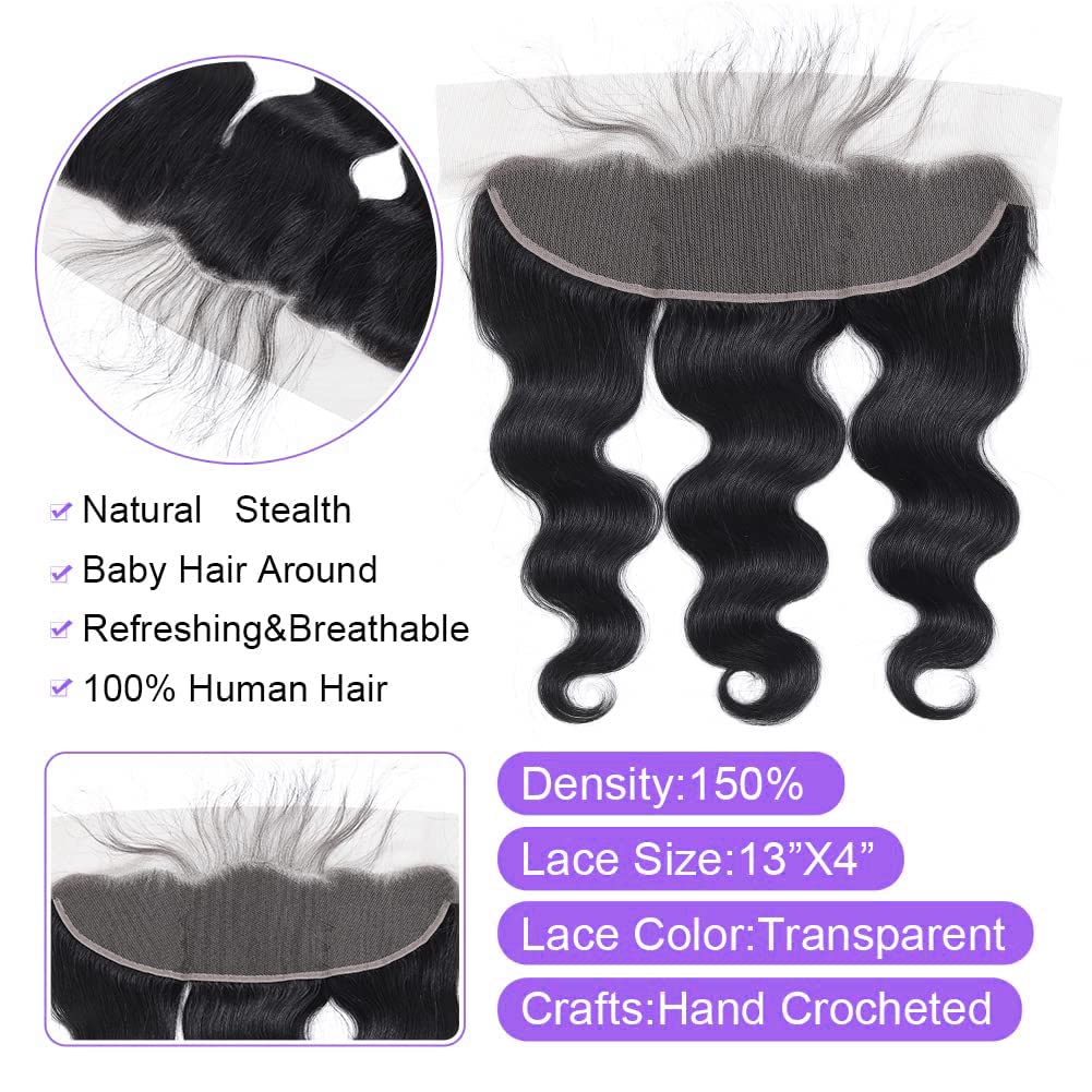 kinky Straight Frontal Closure 13x4 Ear To Ear HD Lace Frontal Closure 16 Inch 12A Brazilian kinky Straight Frontal Human Hair Transparent Frontal Closure 150% Density Natural Hairline Pre Plucked