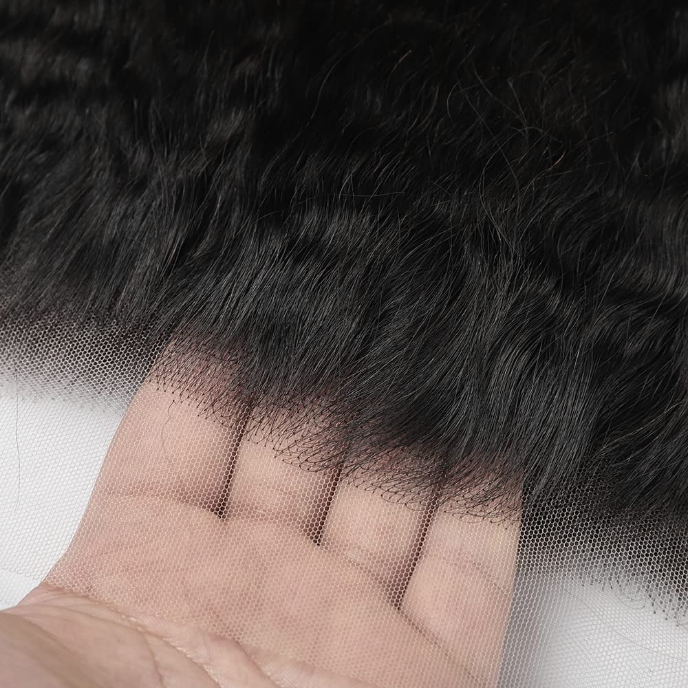 kinky Straight Frontal Closure 13x4 Ear To Ear HD Lace Frontal Closure 16 Inch 12A Brazilian kinky Straight Frontal Human Hair Transparent Frontal Closure 150% Density Natural Hairline Pre Plucked