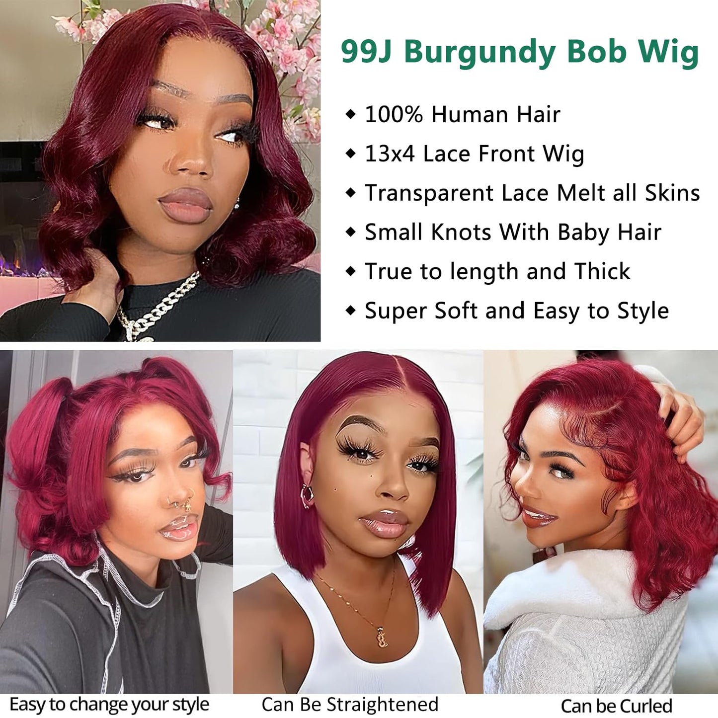 Douyin Bob Wig Human Hair 13x4 Frontal Lace Wig 14 Inch Body Wave 180% Density HD Lace Front Wigs Human Hair Pre Plucked Bob Wigs for Women Human Hair Wigs (14 inch, Natural Black)