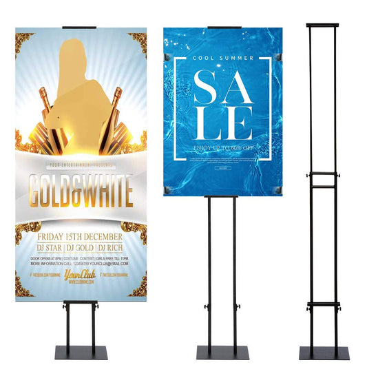 VAIIGO Double-Sided KT Board Sign Stand Adjustable Poster Stand Heavy Duty Floor Advertising Sign Holder Height Up to 75inches for Board & Foam,Black