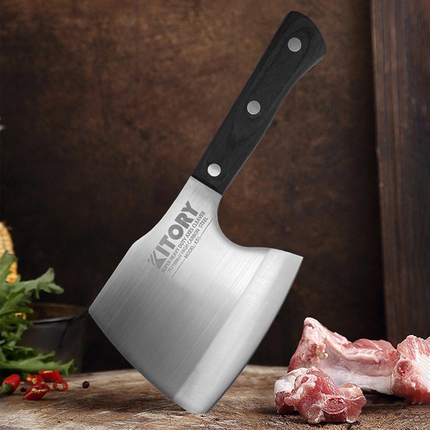 Kitory Kitchen Knife Handmade Chef's Knife High Carbon Stainless Steel, Wood Handle, Black