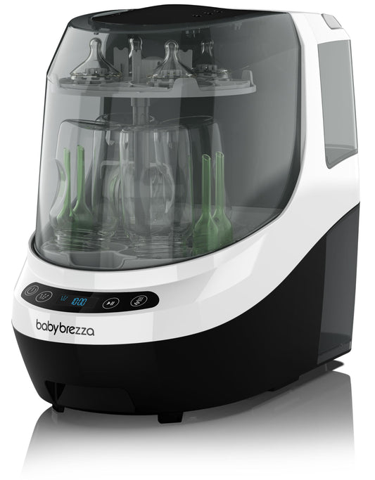 Baby Brezza Bottle Washer Pro – 3-in-1 Baby Bottle Cleaner; Wash, Sterilise, Dry – Universal Cleaning for All Bottles: Plastic + Glass + Newborn Dummy + Breast Pump Parts - HEPA Filtration (White)