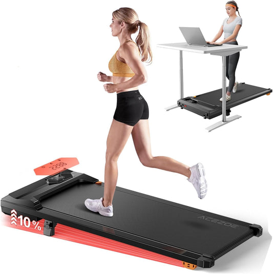Walking Pad Treadmill with 10% Incline, 2.5HP Quiet Motor, Under Desk Treadmills for Home, Compact Portable Treadmills with Dual Shock Absorption, Incline Walking Pad with LED Display, 130KG Capacity