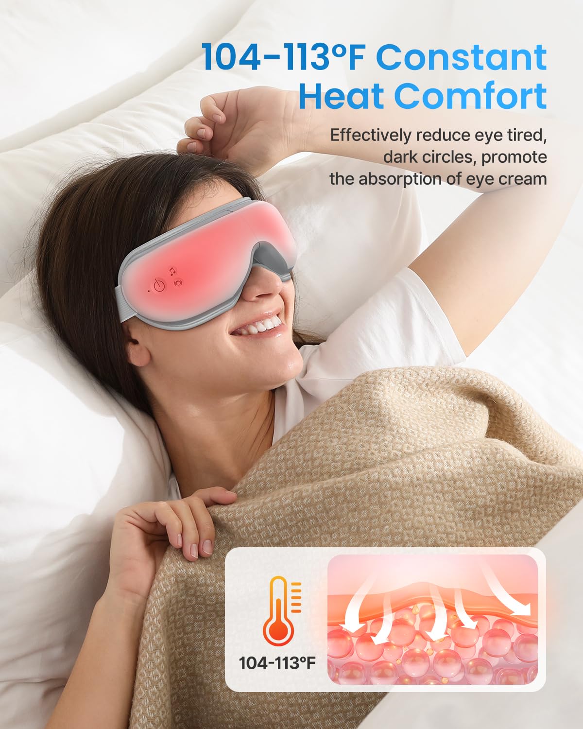 RENPHO Eyeris 1 Eye Massager with Heat & Bluetooth Music, Heated Eye Mask for Sleeping, Relieve Strain Dry Eyes, Face Massager, Birthday Gifts for Women Men