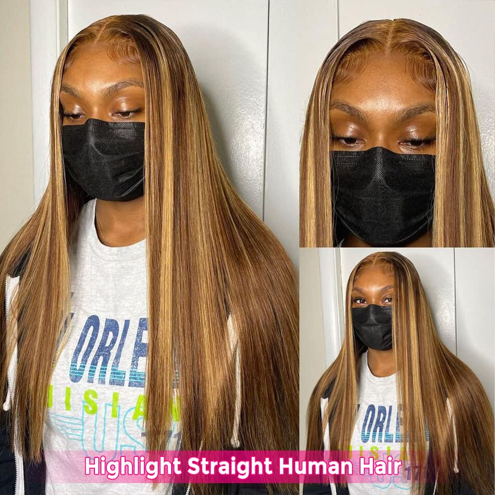 Subella HD Lace Front Wigs Human Hair Pre Plucked Straight 220% Density 13x5 HD Lace Frontal Wig With Baby Hair 12A Transparent Human Lace Wigs For Black Women (26inch)