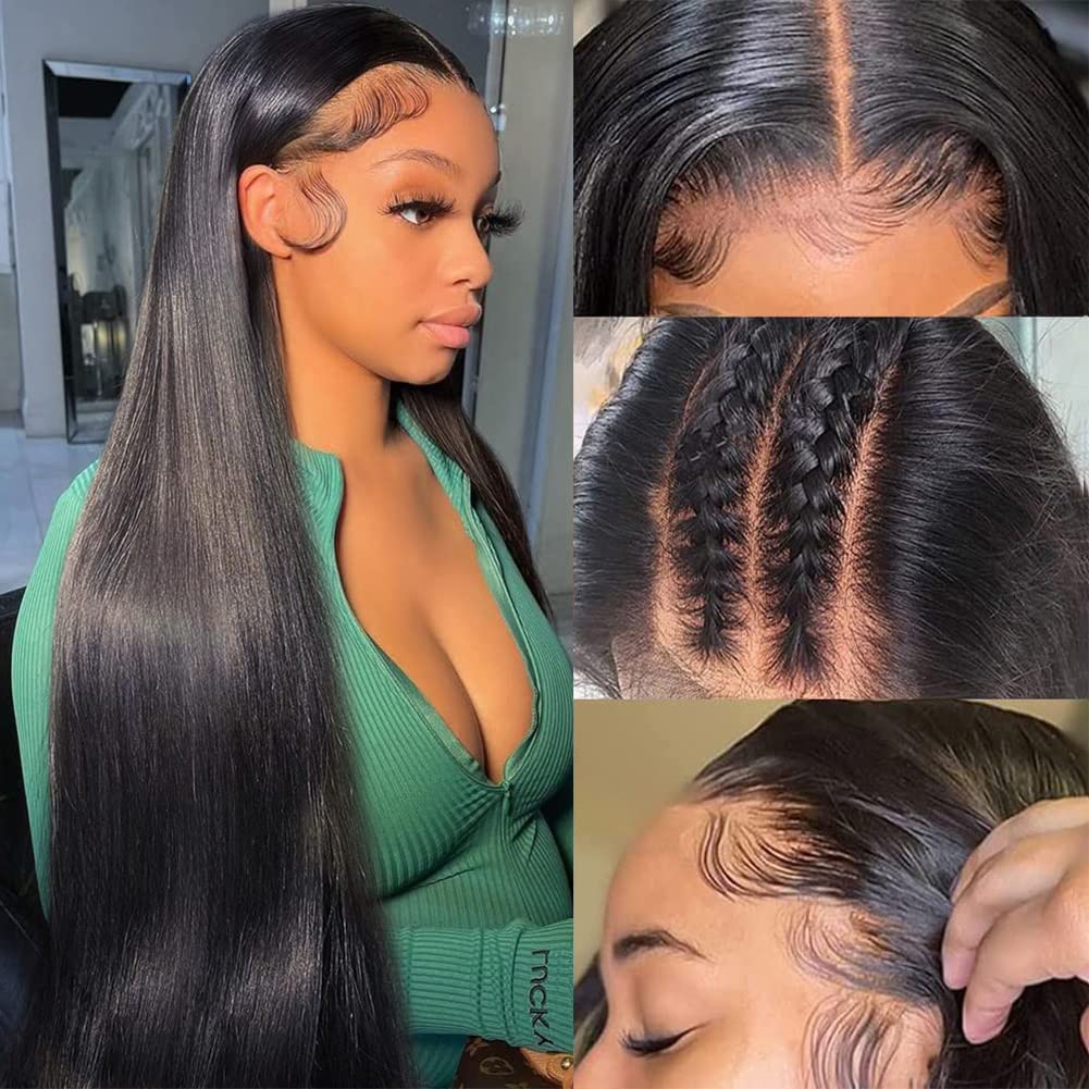 Subella HD Lace Front Wigs Human Hair Pre Plucked Straight 220% Density 13x5 HD Lace Frontal Wig With Baby Hair 12A Transparent Human Lace Wigs For Black Women (26inch)
