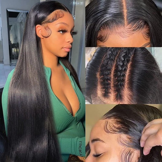 Subella HD Lace Front Wigs Human Hair Pre Plucked Straight 220% Density 13x5 HD Lace Frontal Wig With Baby Hair 12A Transparent Human Lace Wigs For Black Women (26inch)