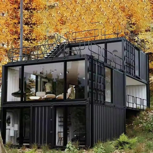 Two Story Tiny House, Flat-Pack House, Two-Story Tiny House, Prefabricated Dwelling with Aesthetic Appeal, Modern Design for Small Spaces, Self-Assembly Home for Easy Setup
