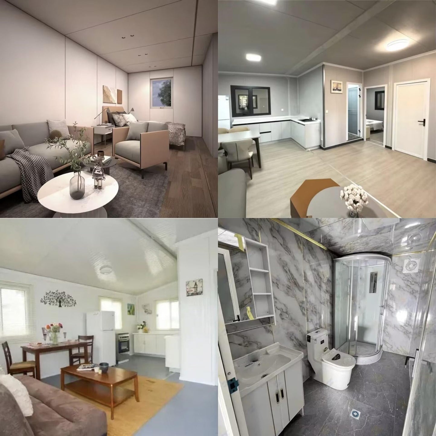 2 Story Prefab Tiny Home for Sale, Container Modular House Fully Equipped with 1 Bathroom 1 Kitchen 2 Bedroom (2 Story)