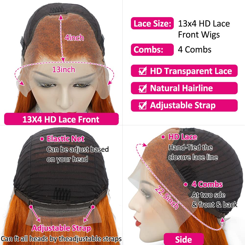 Subella HD Lace Front Wigs Human Hair Pre Plucked Straight 220% Density 13x5 HD Lace Frontal Wig With Baby Hair 12A Transparent Human Lace Wigs For Black Women (26inch)