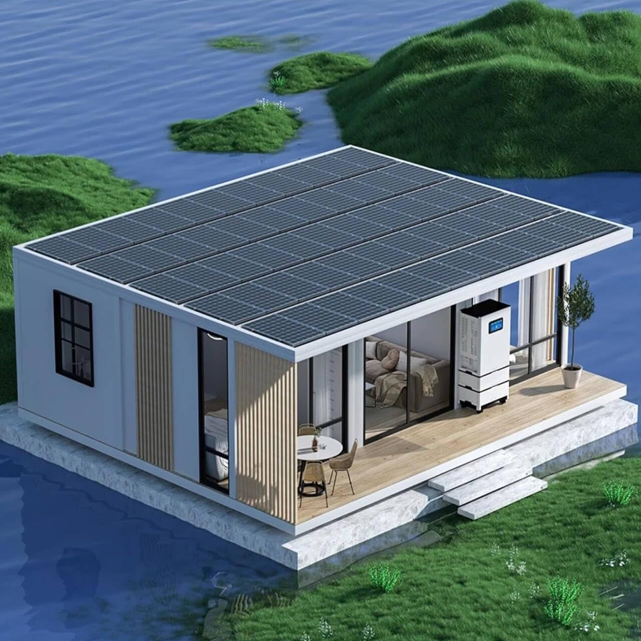 2 Story Prefab Tiny Home for Sale, Container Modular House Fully Equipped with 1 Bathroom 1 Kitchen 2 Bedroom (2 Story)