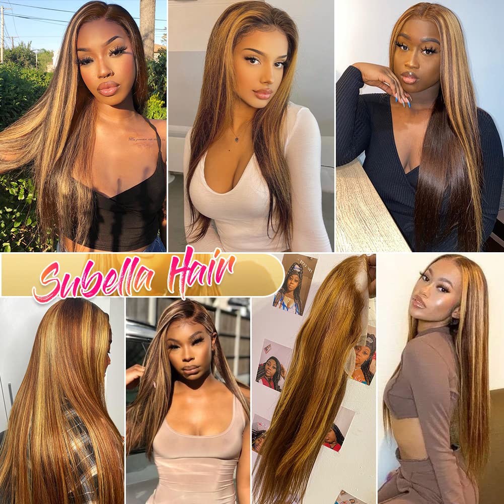 Subella HD Lace Front Wigs Human Hair Pre Plucked Straight 220% Density 13x5 HD Lace Frontal Wig With Baby Hair 12A Transparent Human Lace Wigs For Black Women (26inch)