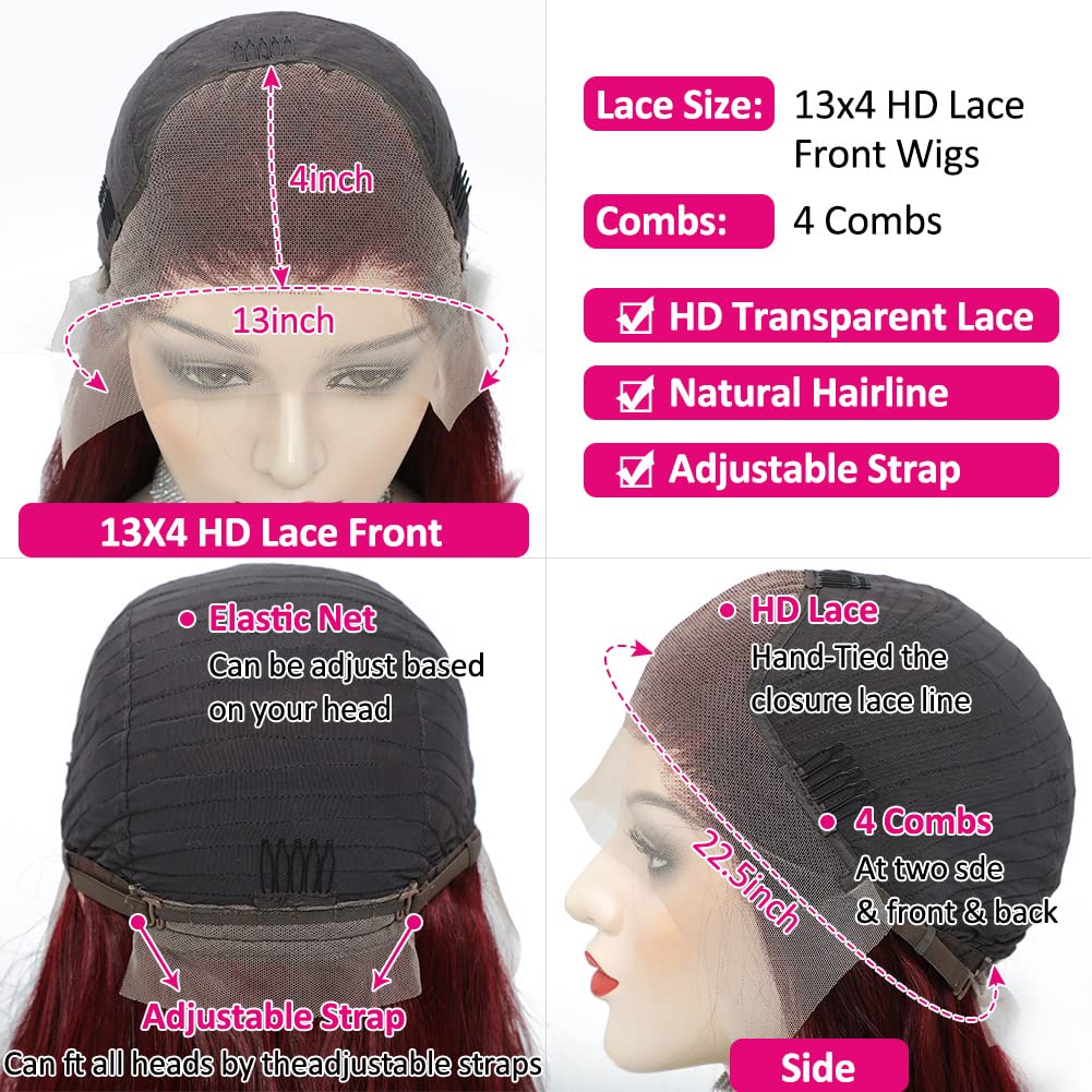 Subella HD Lace Front Wigs Human Hair Pre Plucked Straight 220% Density 13x5 HD Lace Frontal Wig With Baby Hair 12A Transparent Human Lace Wigs For Black Women (26inch)
