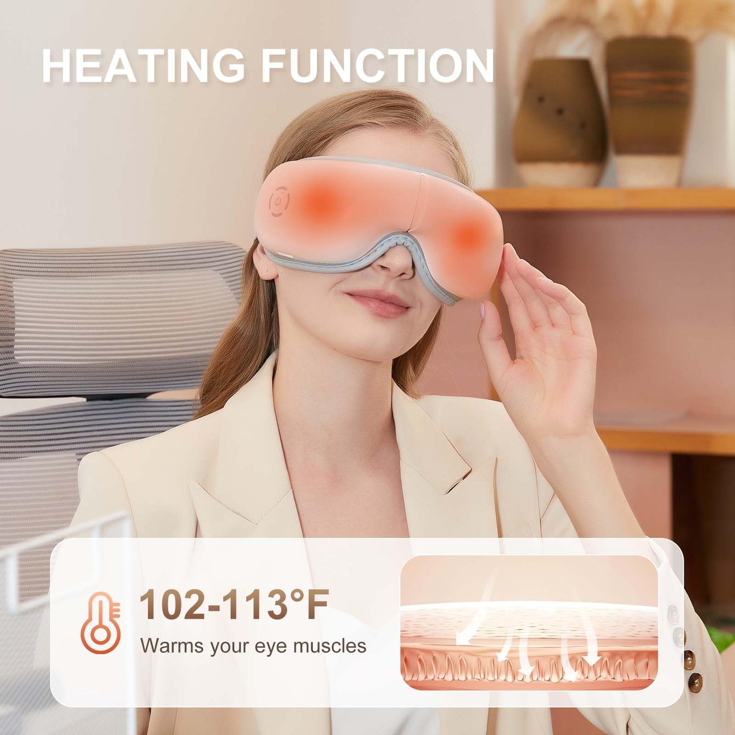 LAOBEN Eye Massager with Heat, Heated Eye Mask with Massages Muscles, Birthday Gift with 5 Massage Modes (Quickly Press the On/Off Button), Gifts for Friend, Mom and Dad