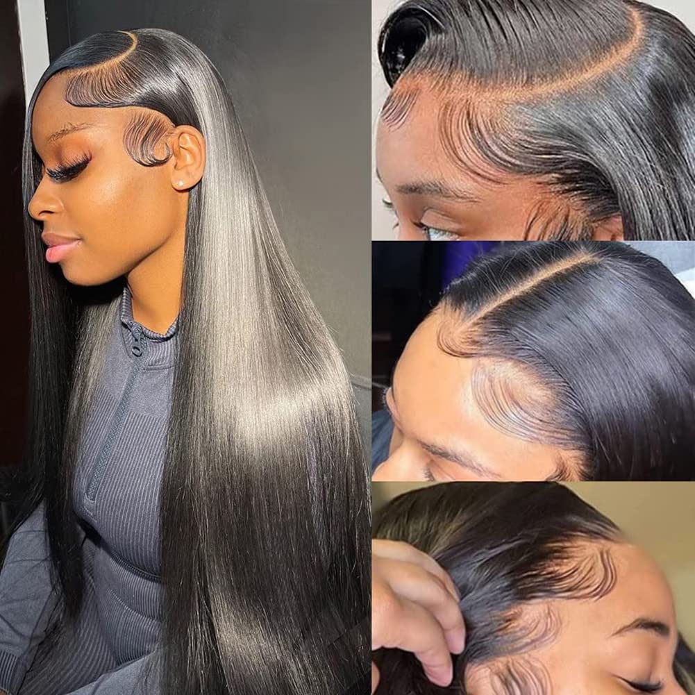 Subella HD Lace Front Wigs Human Hair Pre Plucked Straight 220% Density 13x5 HD Lace Frontal Wig With Baby Hair 12A Transparent Human Lace Wigs For Black Women (26inch)