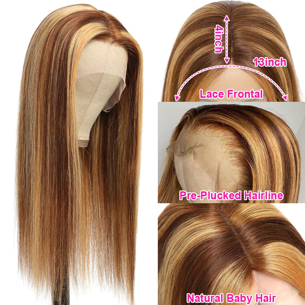 Subella HD Lace Front Wigs Human Hair Pre Plucked Straight 220% Density 13x5 HD Lace Frontal Wig With Baby Hair 12A Transparent Human Lace Wigs For Black Women (26inch)
