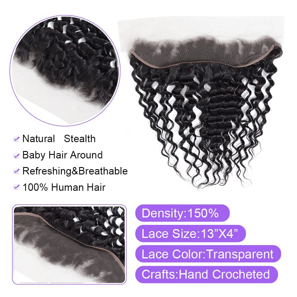 kinky Straight Frontal Closure 13x4 Ear To Ear HD Lace Frontal Closure 16 Inch 12A Brazilian kinky Straight Frontal Human Hair Transparent Frontal Closure 150% Density Natural Hairline Pre Plucked