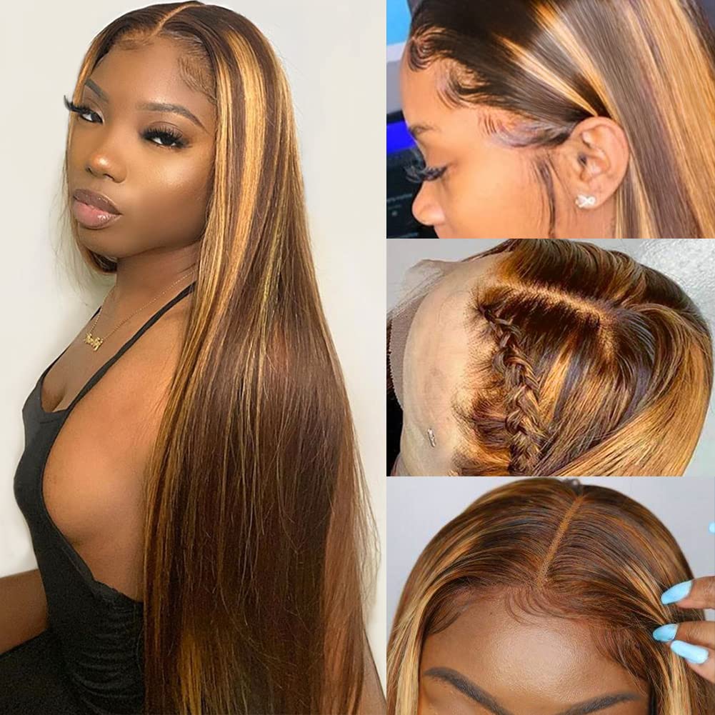Subella HD Lace Front Wigs Human Hair Pre Plucked Straight 220% Density 13x5 HD Lace Frontal Wig With Baby Hair 12A Transparent Human Lace Wigs For Black Women (26inch)