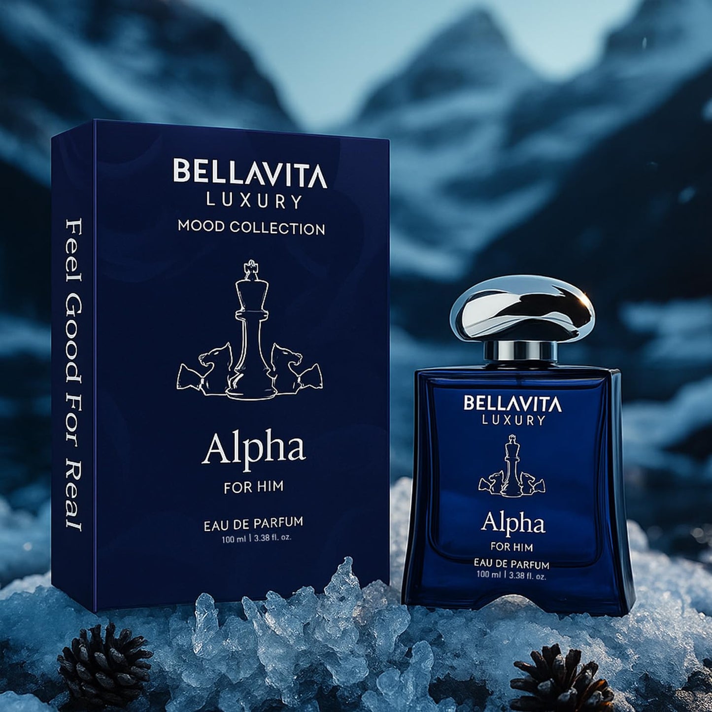BELLAVITA Luxury Mood Collection ALPHA Perfume for Men 100ml | Pheromone Inspired Technology Long Lasting Fragrance | Notes of Floral, Woody and Citrus | Gourmet, Spicy Premium Fragrance